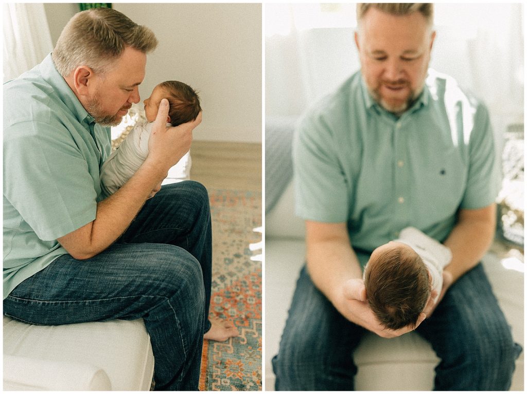 studio newborn session baby with dad