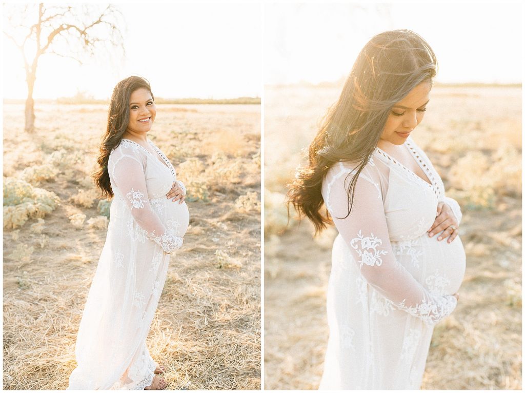 maternity session in white dress