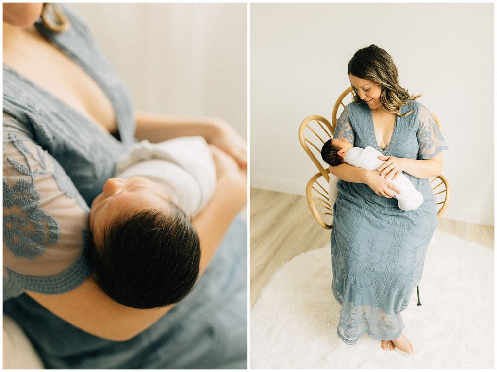 mom holding newborn boy