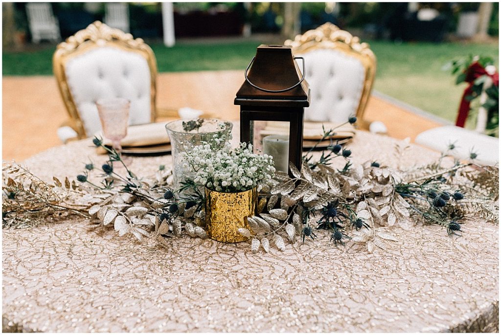 bride and groom table setting